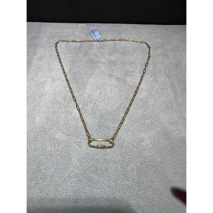 14k Yellow Gold Paperclip Link Necklace with Pendant: Charm Option