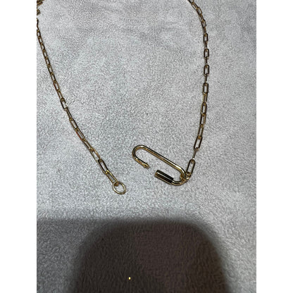 14k Yellow Gold Paperclip Link Necklace with Pendant: Charm Option