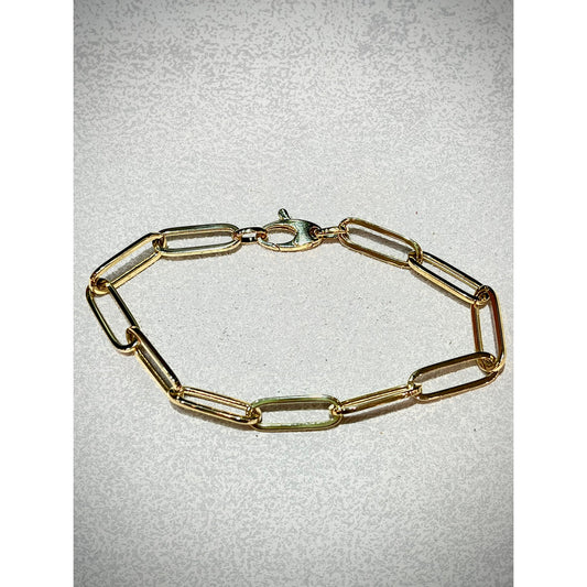 Paperclip Bracelet / 14K Gold Paperclip Link Bracelet / Gold Link Bracelet / Chunky Gold Link Bracelet by Trevi Fine Jewelry Shop