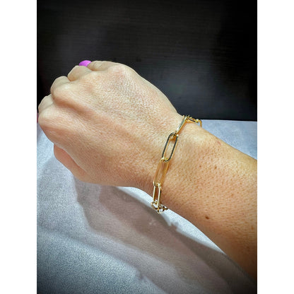Paperclip Bracelet / 14K Gold Paperclip Link Bracelet / Gold Link Bracelet / Chunky Gold Link Bracelet by Trevi Fine Jewelry Shop