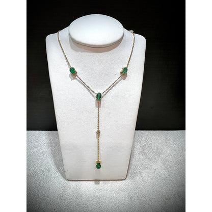 14K Emerald and Diamond Lariat Necklace / Emerald Lariat Necklace / Emerald Necklace / May birthstone Necklace / Emerald Y Necklace