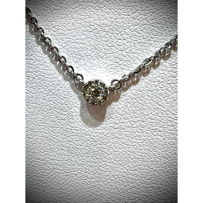 14K Round Diamond Cluster Necklace / Diamond Solitaire Necklace / 14k Gold Layered Diamond Necklace / Dainty Diamond Necklace
