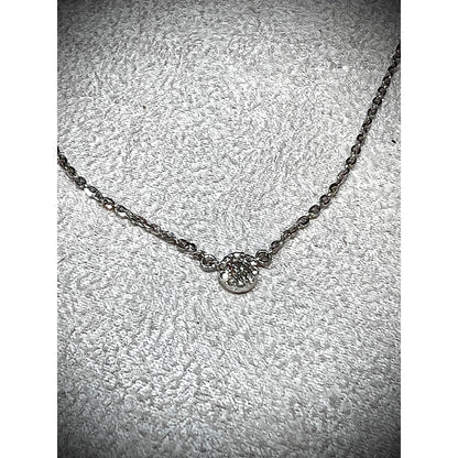 14K Round Diamond Cluster Necklace / Diamond Solitaire Necklace / 14k Gold Layered Diamond Necklace / Dainty Diamond Necklace