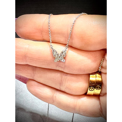 Diamond Butterfly Necklace / 14K Butterfly Necklace / Diamond Butterfly Pendant / Diamond Necklace/ Trendy Butterfly Necklace