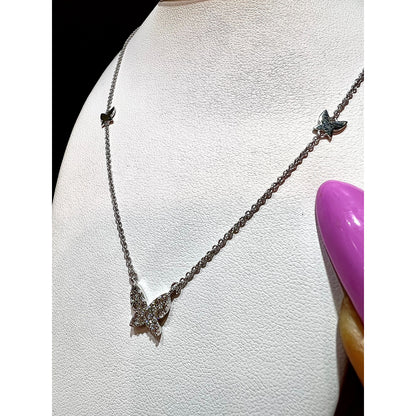 Diamond Butterfly Necklace / 14K Butterfly Necklace / Diamond Butterfly Pendant / Diamond Necklace/ Trendy Butterfly Necklace