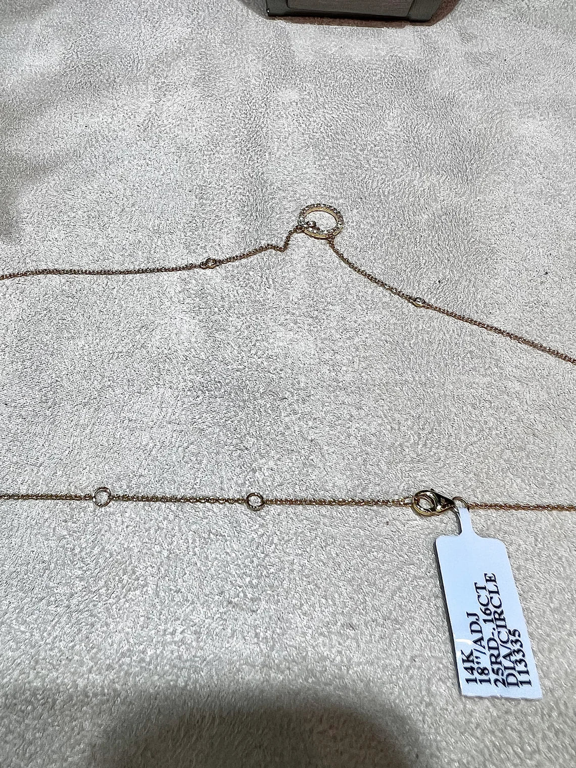 14K Natural Diamond Circle Pendant Necklace: Bezel Set Adjustable Cable Chain
