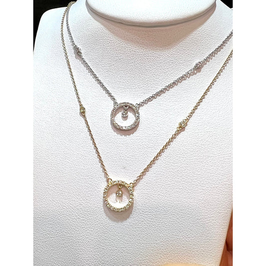 14K Diamond Circle Necklace / Diamond Circle Necklace / Gold Diamond Circle Necklace / Diamond Circle Pendant