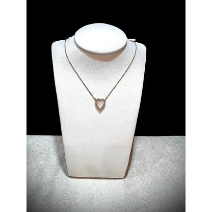 14K Mother of Pearl Diamond Heart Necklace / Mother of Pearl Heart Pendant / 14K Small Diamond Heart / Heart Necklace / Diamond Heart