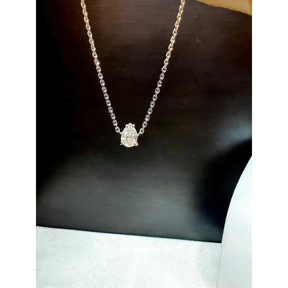 14K Pear Shape Diamond Necklace / Pear Diamond Prong Set Necklace / 14K Diamond Solitaire Necklace / Dainty Diamond Necklace