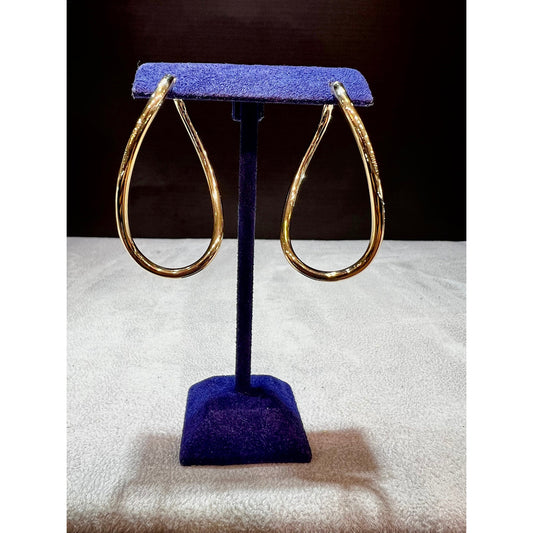 14K Yellow Gold Twist Hoop Earrings / Gold Hoop Earrings / Large Gold Hoops / 14K Twist Hoops / 14K Oval Twist Hoop Earrings / Oval Hoops