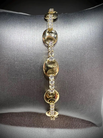 Lab Grown Diamond Mariner Link Bracelet: Sterling Silver or Gold, 1.5ct