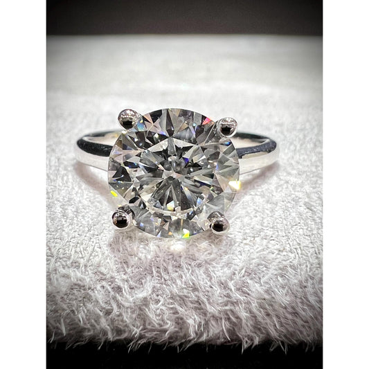 14K White Gold 3 Carat Certified Diamond Engagement Ring / 14K 3 Carat Lab Grown Round Diamond Engagement Ring / Certified 3 Carat Diamond