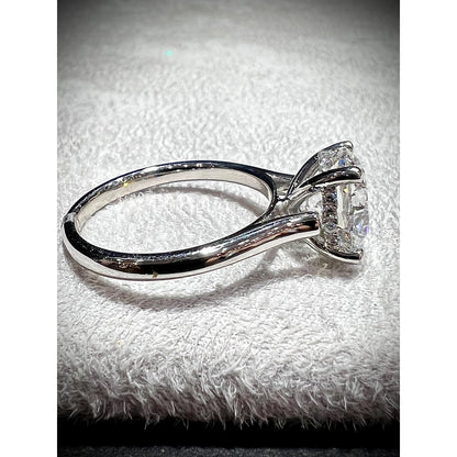 14K White Gold 3 Carat Certified Diamond Engagement Ring / 14K 3 Carat Lab Grown Round Diamond Engagement Ring / Certified 3 Carat Diamond