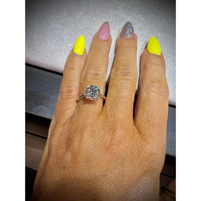 14K White Gold 3 Carat Certified Diamond Engagement Ring / 14K 3 Carat Lab Grown Round Diamond Engagement Ring / Certified 3 Carat Diamond