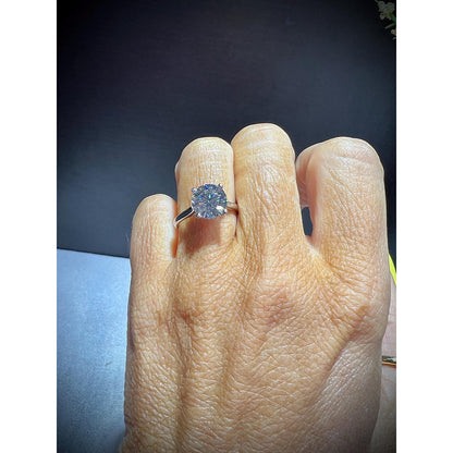 14K White Gold 3 Carat Certified Diamond Engagement Ring / 14K 3 Carat Lab Grown Round Diamond Engagement Ring / Certified 3 Carat Diamond