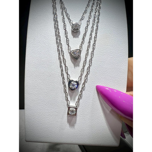 Multi-Shape Diamond Solitaire Necklaces/ Diamond Solitaire Necklaces / Round Diamond Necklace / Diamond Heart Necklace / Diamond Pendants