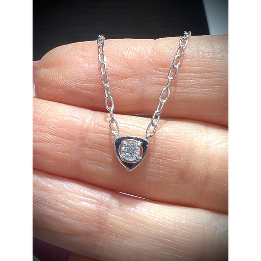 Sterling Silver Lab Grown Diamond Solitaire Necklace
