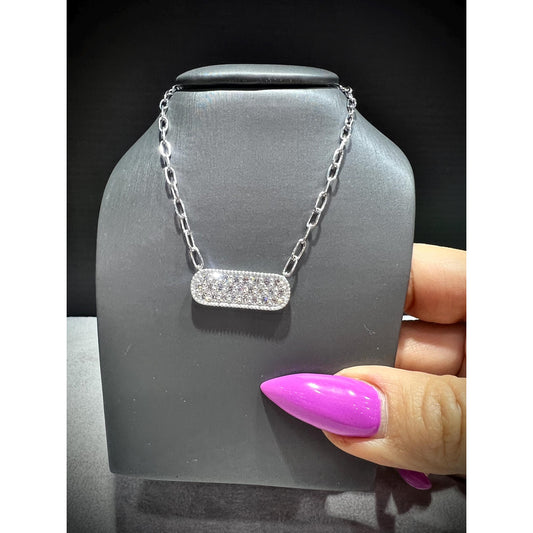 Diamond Bar Necklace / Diamond Bar 1.50 Carat Necklace/ Diamond 1.50ct Necklace / Pavè Diamond Bar Necklace