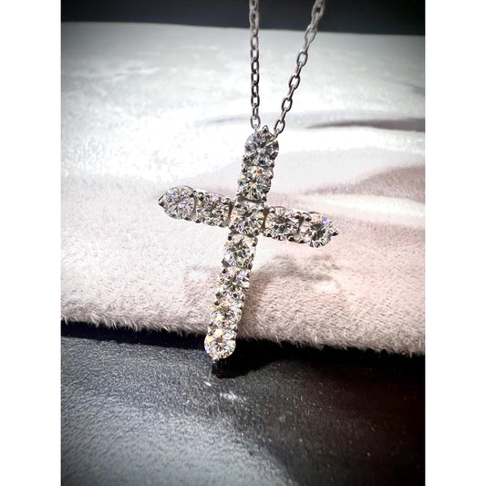 Diamond Cross Necklace/ Diamond Cross/ Diamond Cross 1.76 Carats/ Cross Pendant