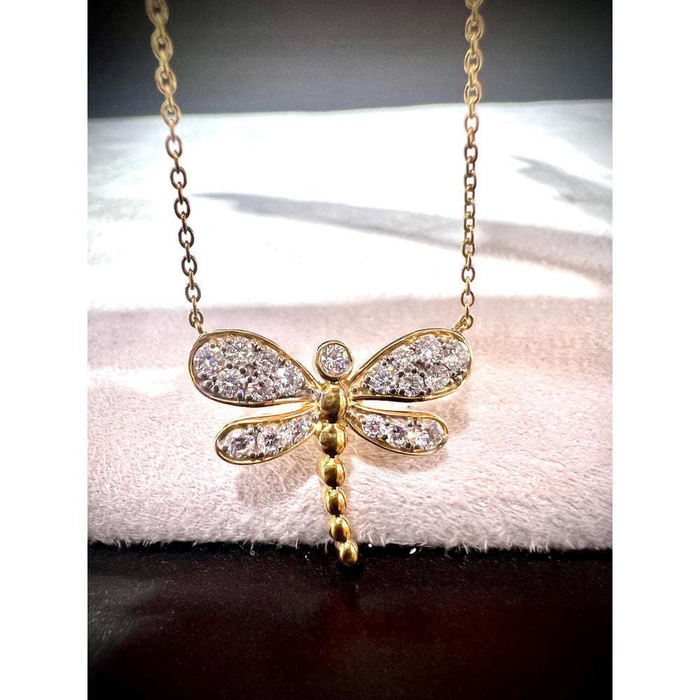 Diamond Dragonfly Necklace / Dragonfly Necklace / Diamond Dragonfly Pendant / Diamond Dragonfly 0.78ct Necklace / Gold Diamond Dragonfly