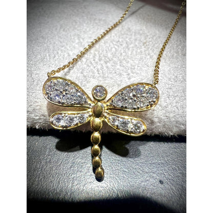 Diamond Dragonfly Necklace / Dragonfly Necklace / Diamond Dragonfly Pendant / Diamond Dragonfly 0.78ct Necklace / Gold Diamond Dragonfly