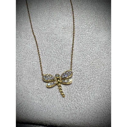 Diamond Dragonfly Necklace / Dragonfly Necklace / Diamond Dragonfly Pendant / Diamond Dragonfly 0.78ct Necklace / Gold Diamond Dragonfly