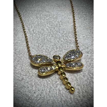 Diamond Dragonfly Necklace / Dragonfly Necklace / Diamond Dragonfly Pendant / Diamond Dragonfly 0.78ct Necklace / Gold Diamond Dragonfly