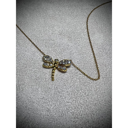 Diamond Dragonfly Necklace / Dragonfly Necklace / Diamond Dragonfly Pendant / Diamond Dragonfly 0.78ct Necklace / Gold Diamond Dragonfly