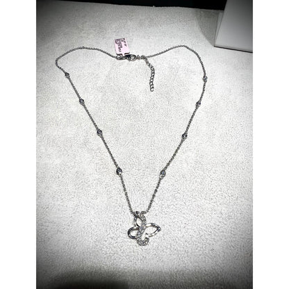 Diamond Butterfly Necklace / Butterfly Necklace / Diamond Butterfly 0.75ct / Diamond Butterfly Pendant with Diamond Chain