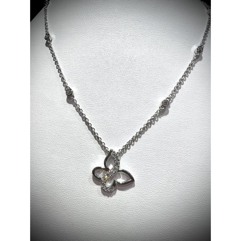 Diamond Butterfly Necklace / Butterfly Necklace / Diamond Butterfly 0.75ct / Diamond Butterfly Pendant with Diamond Chain