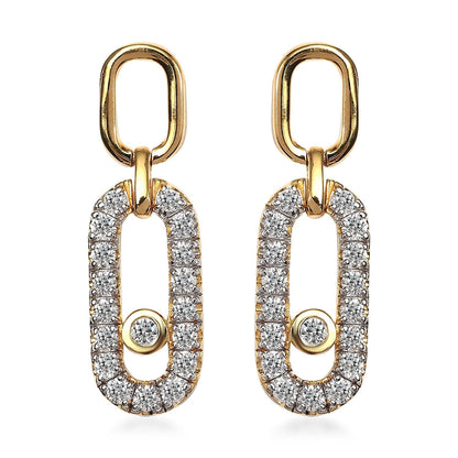 Diamond Dangle Oval Earrings/ Gold Diamond Dangle Earrings/ Diamond Earrings/ Dangle Earrings