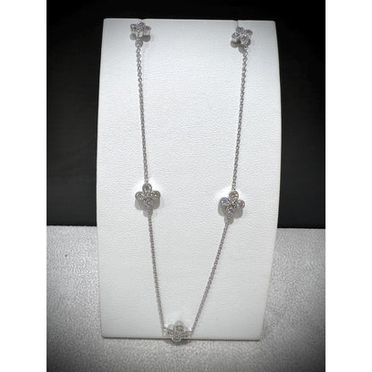 Diamond Flower Station Necklace / Flower Necklace / Diamond Flower 1.00CT Necklace / Diamond Station Necklace / Silver Flower Necklace