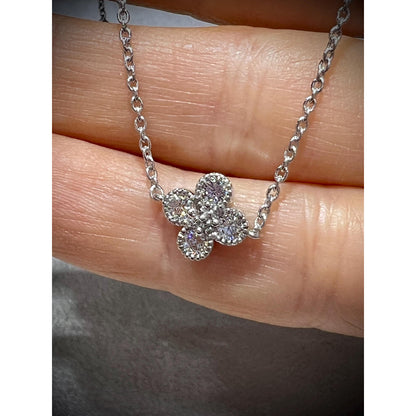 Diamond Flower Station Necklace / Flower Necklace / Diamond Flower 1.00CT Necklace / Diamond Station Necklace / Silver Flower Necklace