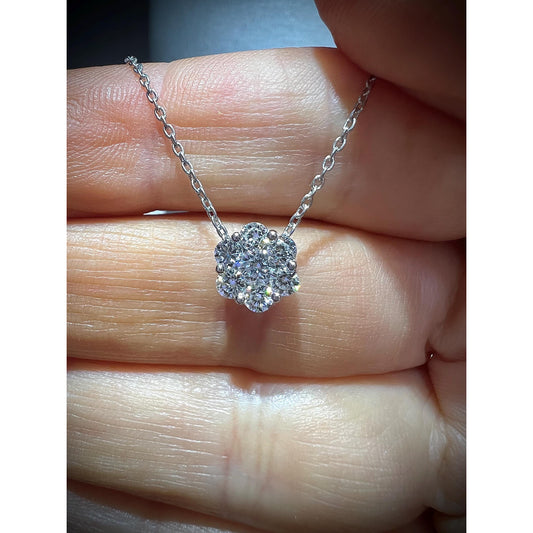 Diamond Cluster Pendant / Diamond Flower Pendant / Diamond Necklace / Diamond 0.58 Carat Necklace