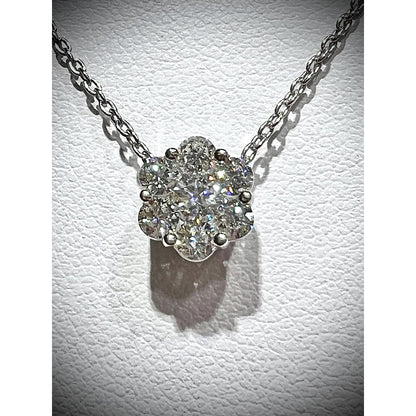 Diamond Cluster Pendant / Diamond Flower Pendant / Diamond Necklace / Diamond 0.58 Carat Necklace
