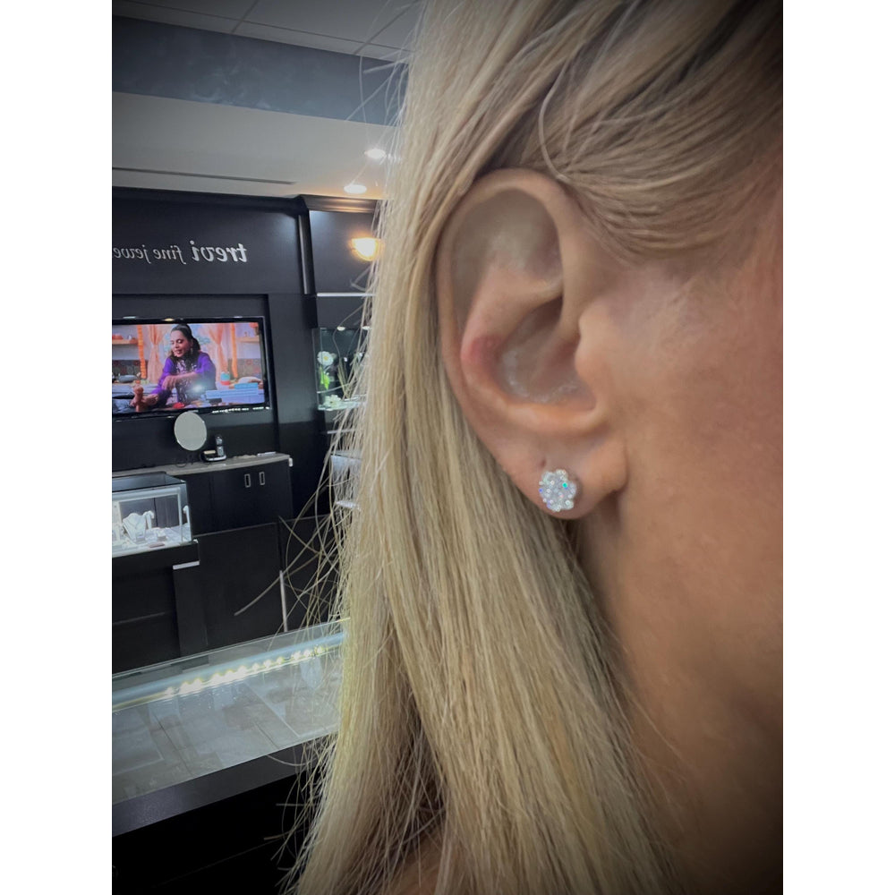 Diamond Cluster Stud Earrings / Diamond Stud Earrings / Diamond Flower Cluster Earrings / Diamond 1.16 Carat Earrings