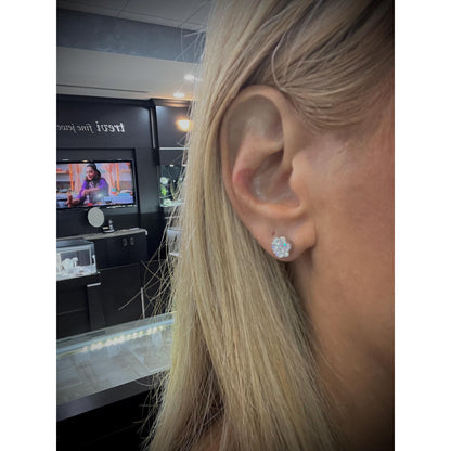 Diamond Cluster Stud Earrings / Diamond Stud Earrings / Diamond Flower Cluster Earrings / Diamond 1.16 Carat Earrings