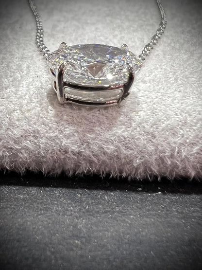 14K Oval 2.00 Carat Lab Grown IGI Certified Diamond Solitaire Necklace: Adjustable
