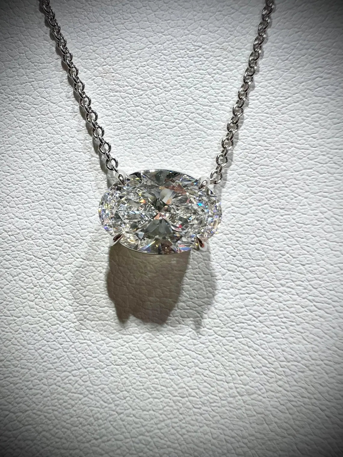 14K Oval 2.00 Carat Lab Grown IGI Certified Diamond Solitaire Necklace: Adjustable
