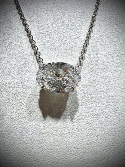 14K Oval 2.00 Carat Lab Grown IGI Certified Diamond Solitaire Necklace: Adjustable