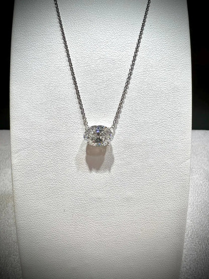 14K Oval 2.00 Carat Lab Grown IGI Certified Diamond Solitaire Necklace: Adjustable