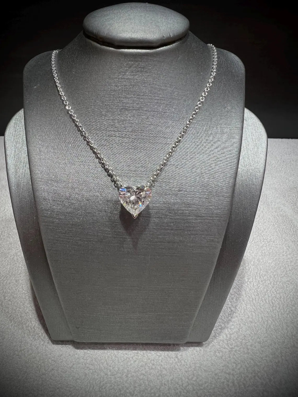 14K Heart Shape 2.00 Carat Lab Grown IGI Certified Diamond Solitaire Necklace: Adjustable