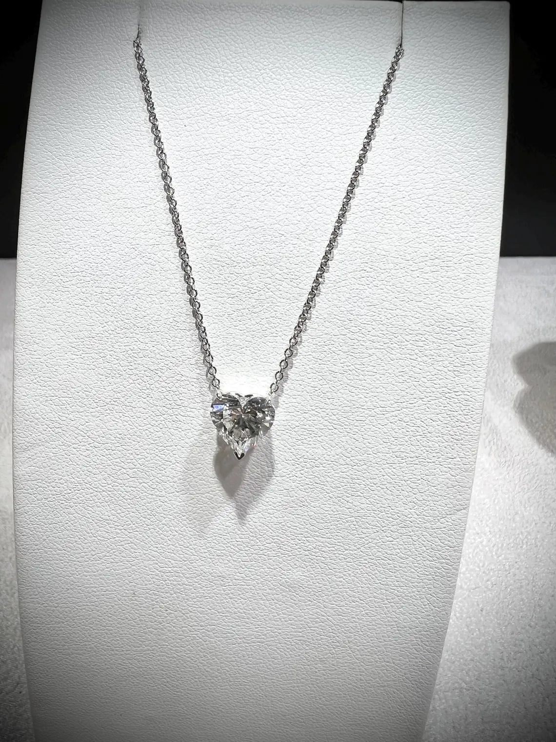 14K Heart Shape 2.00 Carat Lab Grown IGI Certified Diamond Solitaire Necklace: Adjustable