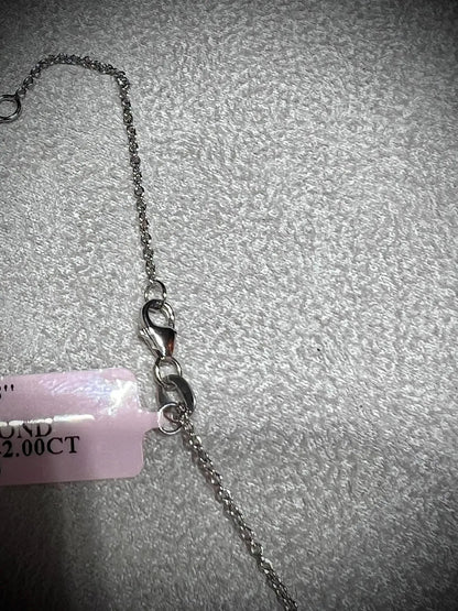 14K Heart Shape 2.00 Carat Lab Grown IGI Certified Diamond Solitaire Necklace: Adjustable