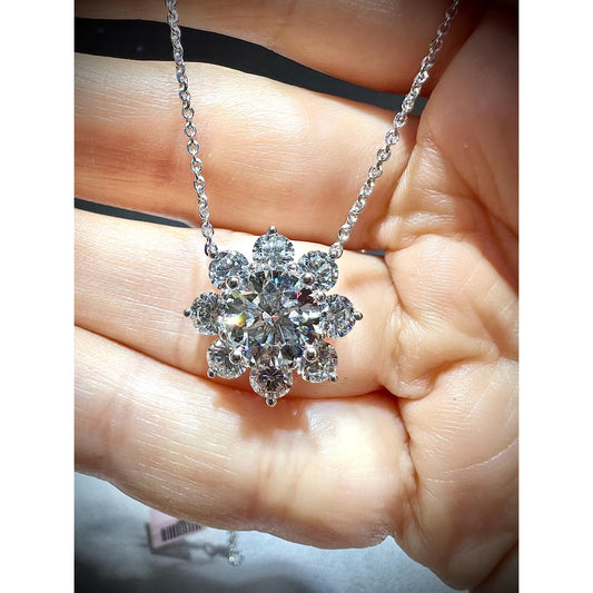 Diamond Flower Pendant / 14K Diamond Flower Necklace / 3.87 Carats Diamond Flower Pendant / Flower Pendant / Lab Grown Diamond Pendant