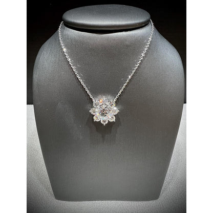 Diamond Flower Pendant / 14K Diamond Flower Necklace / 3.87 Carats Diamond Flower Pendant / Flower Pendant / Lab Grown Diamond Pendant
