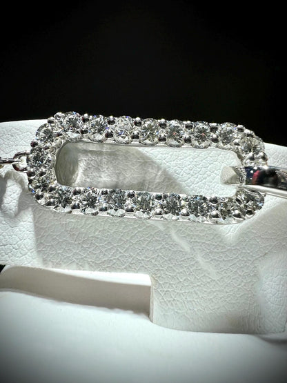 Lab Grown Diamond Interlocking Sterling Silver Bracelet: Adjustable Cable Chain 1.08 Carats