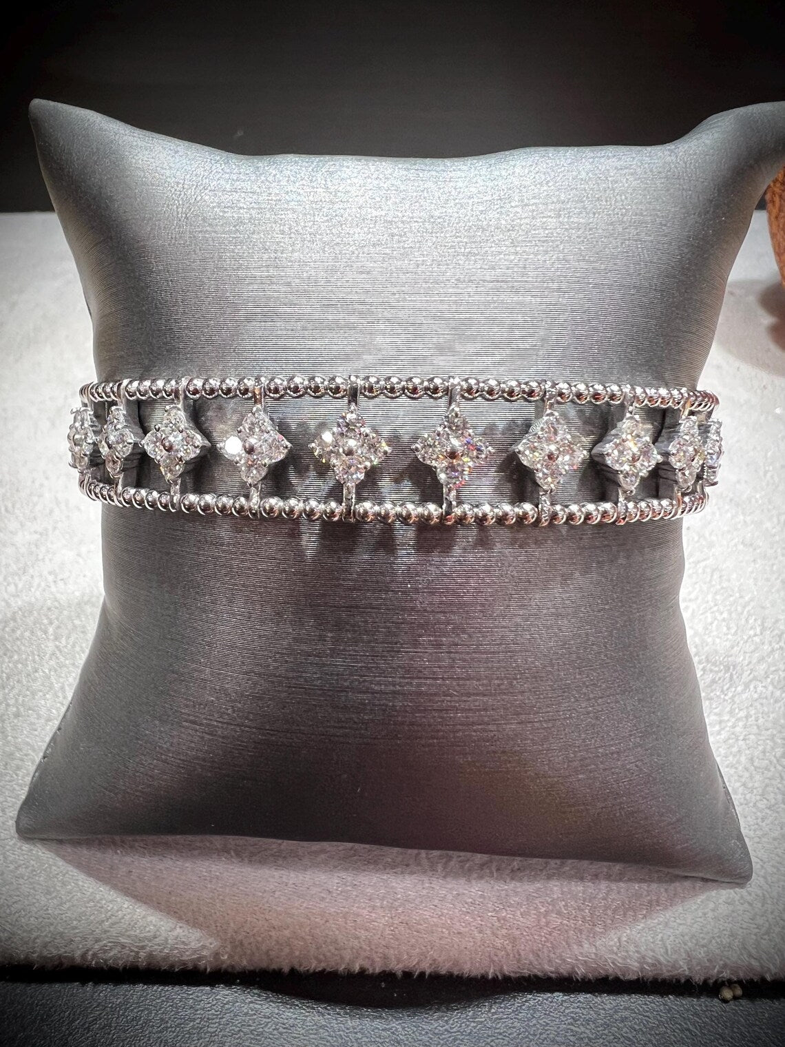 Diamond Adjustable Cuff Bracelet: Lab Grown Diamonds 2.24 Carats Sterling Silver 7-8”