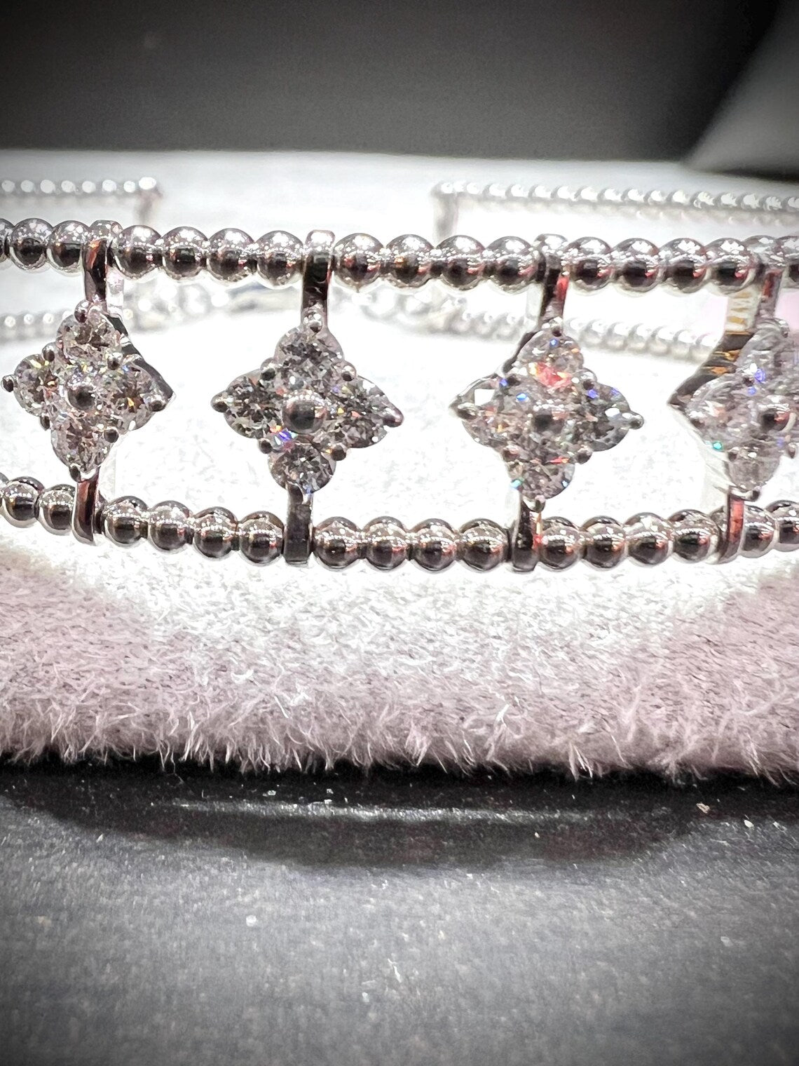 Diamond Adjustable Cuff Bracelet: Lab Grown Diamonds 2.24 Carats Sterling Silver 7-8”