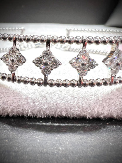 Diamond Adjustable Cuff Bracelet: Lab Grown Diamonds 2.24 Carats Sterling Silver 7-8”